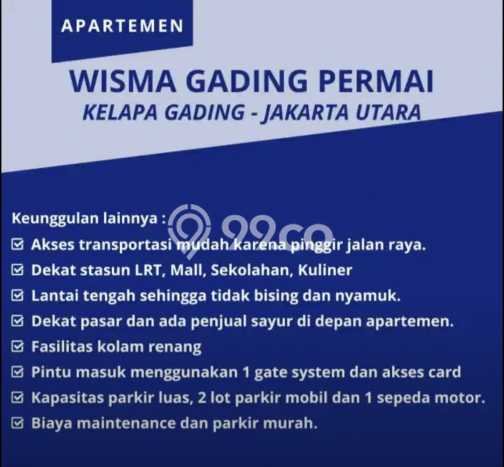 BEST CHOICE! Apartemen Kawasan Kelapa Gading, Jakarta Utara, 1 KM, Luas 37m2m², Harga Terbaik BEST CHOICE! Apartemen Kawasan Kelapa Gading, Jakarta Utara, 1 KM, Luas 37m2m², Harga Terbaik