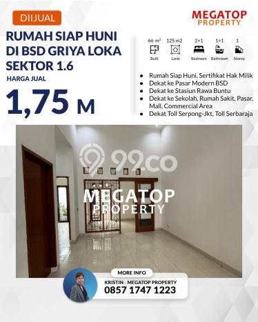 For Sale Hunian Rumah Nyaman 2 Kamar di BSD Griya Loka, Tangerang For Sale Hunian Rumah Nyaman 2 Kamar di BSD Griya Loka, Tangerang