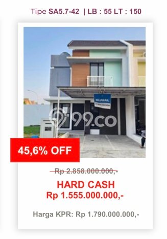 Rumah Modern 3 KT di Harapan Indah Bekasi Unfurnished Rumah Modern 3 KT di Harapan Indah Bekasi Unfurnished