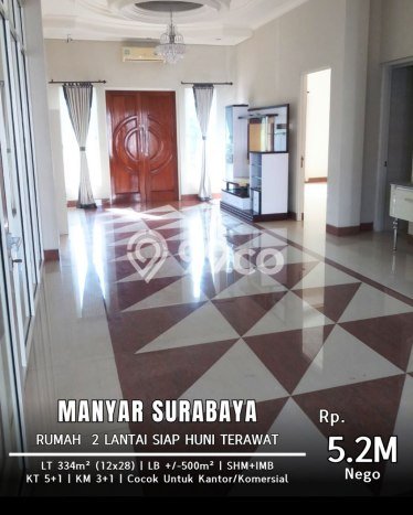Dijual Rumah Luas Elegan Dengan View Eksklusif di Manyar, Surabaya Dijual Rumah Luas Elegan Dengan View Eksklusif di Manyar, Surabaya
