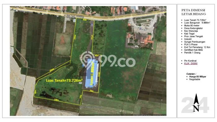 Pabrik Dijual di Warureja LT 73726m2, LB 6886m2 untuk Investasi Pabrik Dijual di Warureja LT 73726m2, LB 6886m2 untuk Investasi