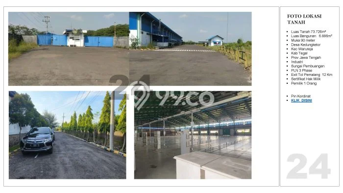 Pabrik Dijual di Warureja LT 73726m2, LB 6886m2 untuk Investasi Pabrik Dijual di Warureja LT 73726m2, LB 6886m2 untuk Investasi