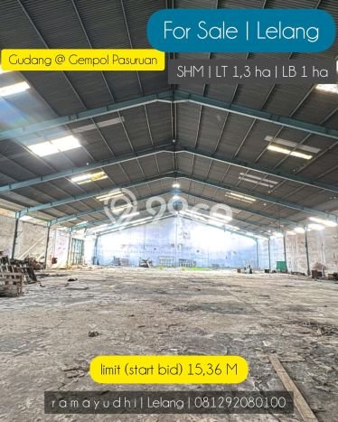 FOR SALE! Gudang di Gempol Pasuruan, LT 13733m2, LB 10000m2 FOR SALE! Gudang di Gempol Pasuruan, LT 13733m2, LB 10000m2