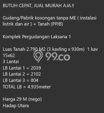 Unit Gudang Dijual di Pakuhaji Tangerang 4935m2 Unit Gudang Dijual di Pakuhaji Tangerang 4935m2