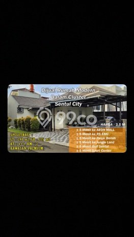For Sale! Luxury House LT 248m2 Desain Elegan di Sentul City For Sale! Luxury House LT 248m2 Desain Elegan di Sentul City