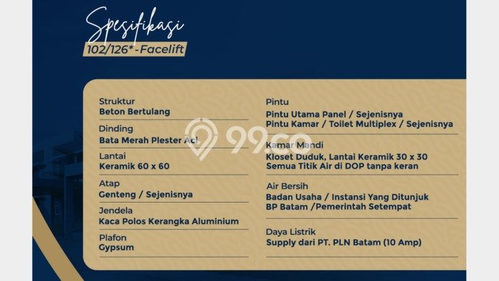 Rumah Minimalis 3 Kamar LT 102m2 di Batam Centre Rumah Minimalis 3 Kamar LT 102m2 di Batam Centre