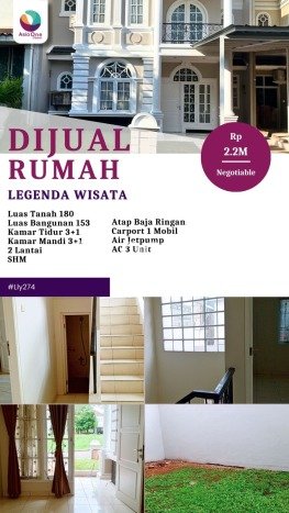 Rumah Luas Asri 4 KT Siap Huni di Legenda Wisata Jakarta Timur Rumah Luas Asri 4 KT Siap Huni di Legenda Wisata Jakarta Timur