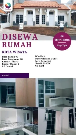 Rumah Sewa Jakarta Timur LT 90m2 LB 60m2 Kawasan Kota Wisata Rumah Sewa Jakarta Timur LT 90m2 LB 60m2 Kawasan Kota Wisata