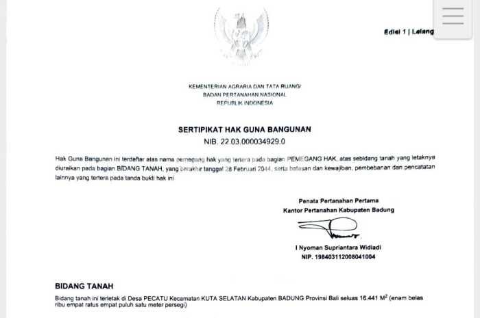 Lahan Dijual Lokasi Strategis di Badung dengan Luas 16440m2 Lahan Dijual Lokasi Strategis di Badung dengan Luas 16440m2