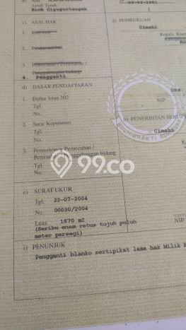 Dijual! Gudang di Cimahi Bandung LT 3345m2 / LB 3000m2 Kawasan Bisnis Dijual! Gudang di Cimahi Bandung LT 3345m2 / LB 3000m2 Kawasan Bisnis