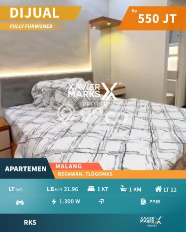 Apartemen Kawasan Lowokwaru, Malang, 1 KT, Luas 21m2m², Fasilitas Lengkap Apartemen Kawasan Lowokwaru, Malang, 1 KT, Luas 21m2m², Fasilitas Lengkap