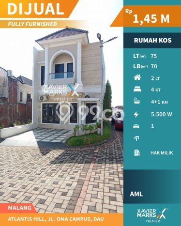 Kost Dijual Lokasi Dau, Malang, 4 KT, 4 KM, 70m2 Kost Dijual Lokasi Dau, Malang, 4 KT, 4 KM, 70m2