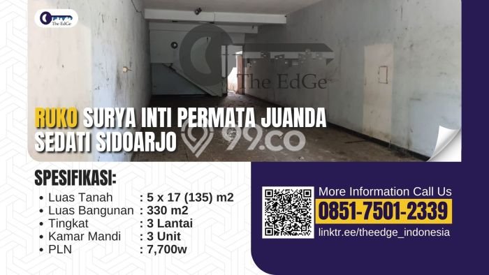 Dijual Ruko di Sedati Sidoarjo LT 135m2 / LB 330m2 Dijual Ruko di Sedati Sidoarjo LT 135m2 / LB 330m2