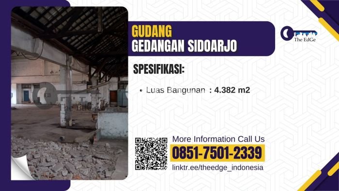 Disewakan Gudang komersial di Gedangan luas bangunan 4382m2 Disewakan Gudang komersial di Gedangan luas bangunan 4382m2