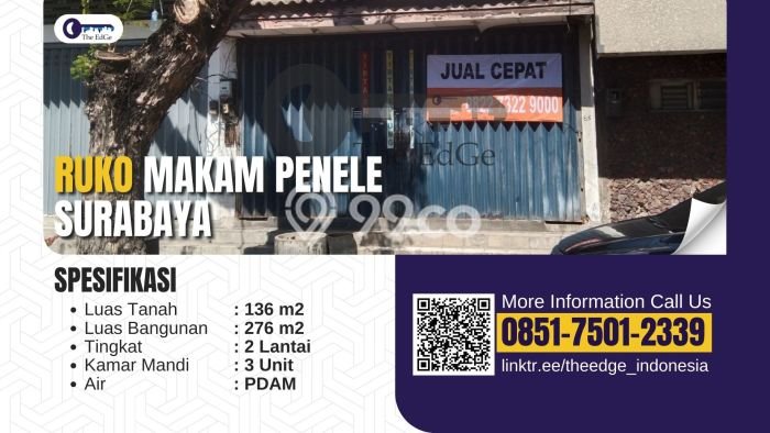 Ruko Dijual di Genteng LT 136m2, LB 272m2 untuk Investasi Ruko Dijual di Genteng LT 136m2, LB 272m2 untuk Investasi
