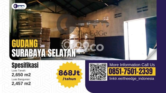 Gudang disewakan di Jambangan Surabaya dengan luas bangunan 2457m2 Gudang disewakan di Jambangan Surabaya dengan luas bangunan 2457m2