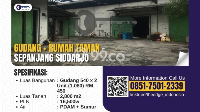 Gudang Dijual di Taman LT 2800m2, LB 1530m2 Solusi Investasi Cerdas Gudang Dijual di Taman LT 2800m2, LB 1530m2 Solusi Investasi Cerdas
