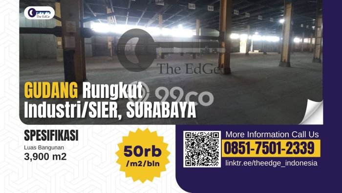Disewakan Gudang di Kawasan Ramai Rungkut Industri Luas 3900m2 Disewakan Gudang di Kawasan Ramai Rungkut Industri Luas 3900m2