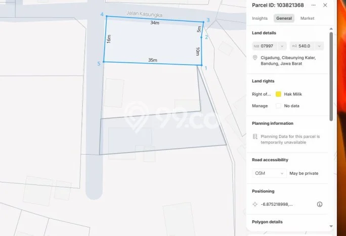 Tanah di , Luas 540m2m², Akses Mudah Tanah di , Luas 540m2m², Akses Mudah