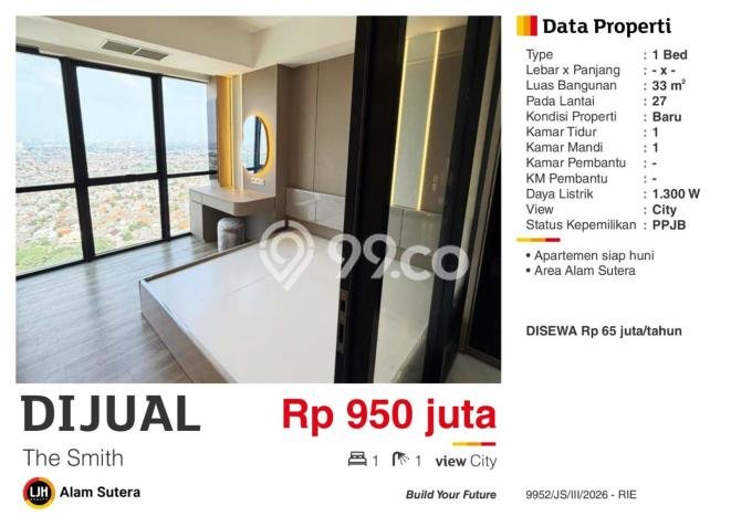 Apartemen Nyaman untuk Disewa, 1 Kamar di Tangerang Apartemen Nyaman untuk Disewa, 1 Kamar di Tangerang