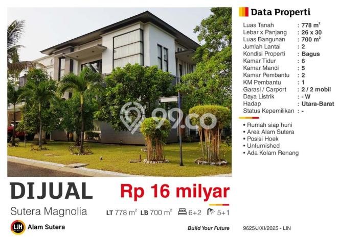 Ready to Use! Luxury House LT 778m2 Desain Elegan di Alam Sutera Ready to Use! Luxury House LT 778m2 Desain Elegan di Alam Sutera