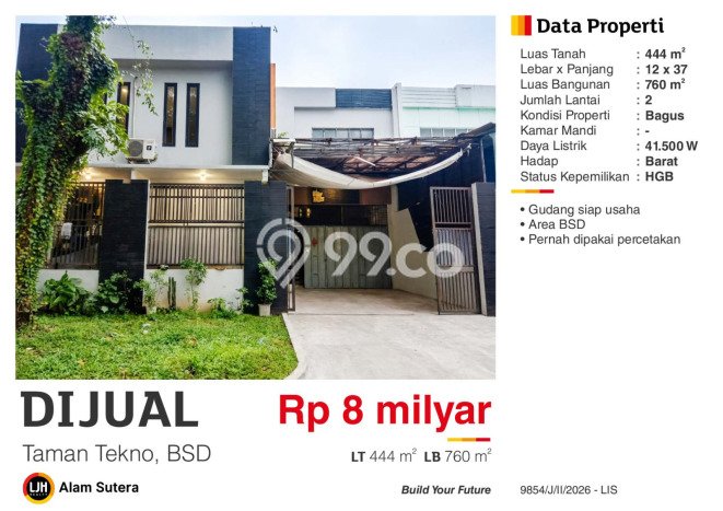Gudang Dijual di Tangerang LT 444m2 & LB 760m2 Lokasi Terbaik! Gudang Dijual di Tangerang LT 444m2 & LB 760m2 Lokasi Terbaik!