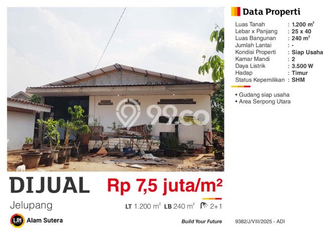 LOKASI STRATEGIS! Gudang Kawasan Jelupang, Luas 240m², Akses Strategis LOKASI STRATEGIS! Gudang Kawasan Jelupang, Luas 240m², Akses Strategis