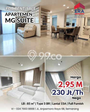 FOR SALE Hunian Apartemen High-Class di Semarang Tengah dengan 3 Kamar Tidur & Luas 85m2 FOR SALE Hunian Apartemen High-Class di Semarang Tengah dengan 3 Kamar Tidur & Luas 85m2