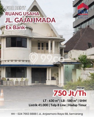 Untuk Disewa Komersial di Semarang Tengah Semarang LT 630m2, LB 580m2 Untuk Disewa Komersial di Semarang Tengah Semarang LT 630m2, LB 580m2