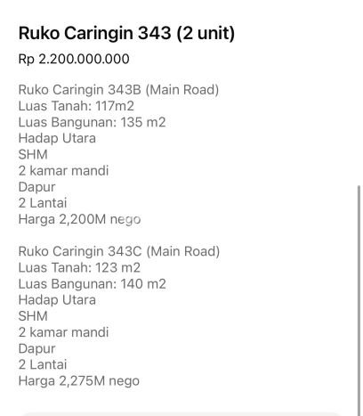 Ruko Dijual di Bandung LT 117m2 & LB 135m2 Lokasi Terbaik! Ruko Dijual di Bandung LT 117m2 & LB 135m2 Lokasi Terbaik!