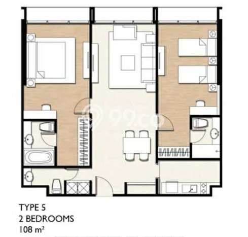 Apartemen Kawasan , 3 KM, Luas 108m2m², Lingkungan Elite Apartemen Kawasan , 3 KM, Luas 108m2m², Lingkungan Elite