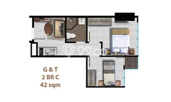 Apartemen Sewa 2 Kamar Hemat Siap Huni di Jakarta Selatan, Luas 42m2 Apartemen Sewa 2 Kamar Hemat Siap Huni di Jakarta Selatan, Luas 42m2