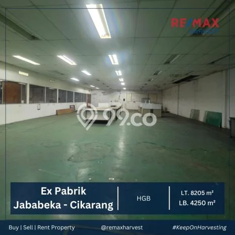 Unit Pabrik Dijual di Bekasi LT 8205m2 & LB 4250m2 Unit Pabrik Dijual di Bekasi LT 8205m2 & LB 4250m2