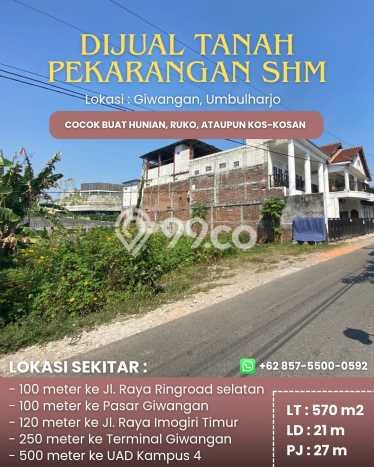 Tanah Kawasan Bantul, Luas 570m², Area Komersial Tanah Kawasan Bantul, Luas 570m², Area Komersial