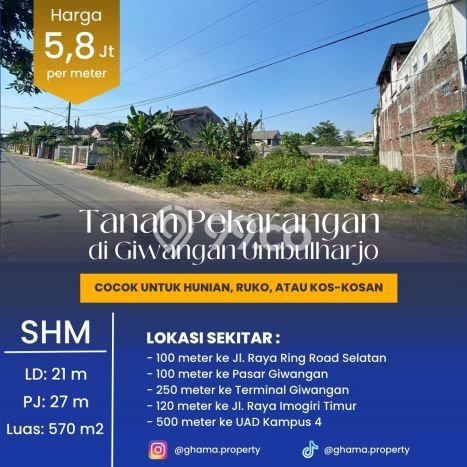 Tanah Dijual di Yogyakarta Seluas 570m2 Strategis Tanah Dijual di Yogyakarta Seluas 570m2 Strategis