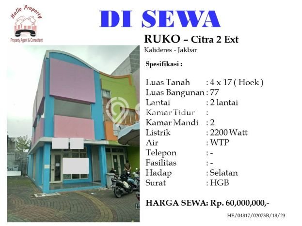 LOKASI STRATEGIS! Ruko For Rent di Kalideres, Luas 77m², Area Berkembang LOKASI STRATEGIS! Ruko For Rent di Kalideres, Luas 77m², Area Berkembang