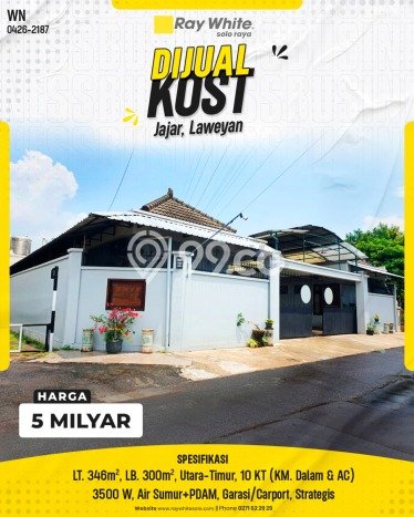 Unit Kost Dijual di Laweyan dengan 10 Kamar Tidur & Luas Bangunan 300m2 Unit Kost Dijual di Laweyan dengan 10 Kamar Tidur & Luas Bangunan 300m2