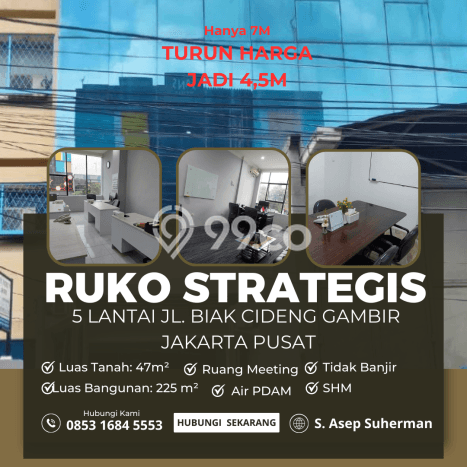 Ruko Komersial Dijual di Gambir Jakarta Pusat LT 47m2 & LB 225m2 Ruko Komersial Dijual di Gambir Jakarta Pusat LT 47m2 & LB 225m2