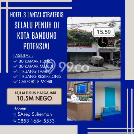 LOKASI STRATEGIS! Hotel di Cicendo, Luas 600m2m², Nilai Tinggi LOKASI STRATEGIS! Hotel di Cicendo, Luas 600m2m², Nilai Tinggi