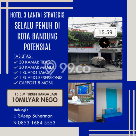 LOKASI STRATEGIS! Hotel di Cicendo, Luas 600m2m², Nilai Tinggi LOKASI STRATEGIS! Hotel di Cicendo, Luas 600m2m², Nilai Tinggi