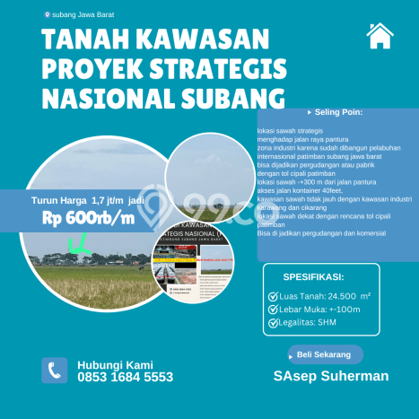 Dijual Tanah di Subang, Luas 24500m2 SHM Dijual Tanah di Subang, Luas 24500m2 SHM