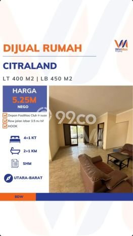 Hunian Elit LB 450m2 Siap Huni Desain Elegan di Citraland, Surabaya Hunian Elit LB 450m2 Siap Huni Desain Elegan di Citraland, Surabaya