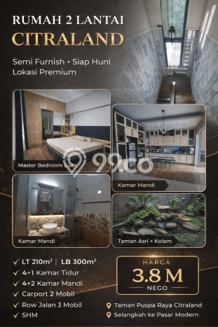 Rumah Elit LB 300m2 Siap Huni Desain Elegan di Citraland, Surabaya Rumah Elit LB 300m2 Siap Huni Desain Elegan di Citraland, Surabaya
