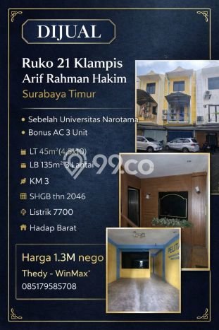 Ruko Dijual di Sukolilo Surabaya dengan Luas Bangunan 135m2 Ruko Dijual di Sukolilo Surabaya dengan Luas Bangunan 135m2