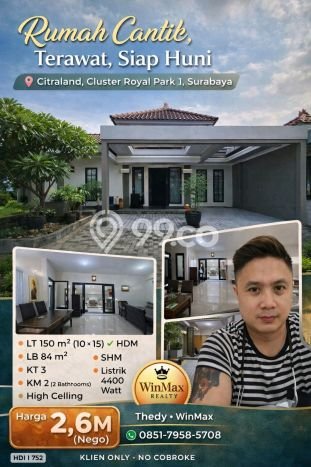 Jual Rumah Luas Elegan Dengan View Cantik di Citraland, Surabaya Jual Rumah Luas Elegan Dengan View Cantik di Citraland, Surabaya