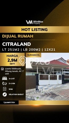Hunian Elit LB 200m2 Siap Huni Desain Elegan di Citraland, Surabaya Hunian Elit LB 200m2 Siap Huni Desain Elegan di Citraland, Surabaya