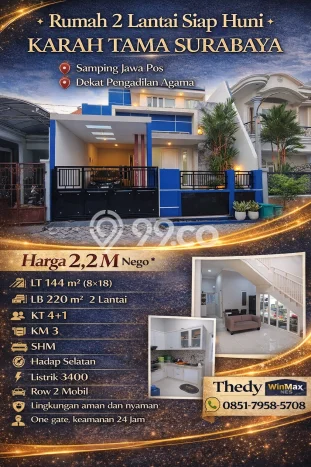 Rumah Strategis Modern Lb 220m2 di Jambangan, Surabaya Rumah Strategis Modern Lb 220m2 di Jambangan, Surabaya