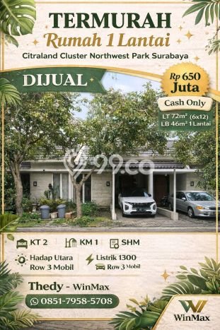 Rumah Modern 2 KT di Citraland Surabaya Unfurnished Rumah Modern 2 KT di Citraland Surabaya Unfurnished