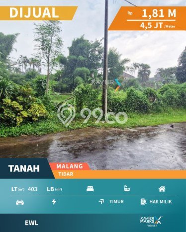 Tanah Dijual di Malang Seluas 403m2 Strategis Tanah Dijual di Malang Seluas 403m2 Strategis