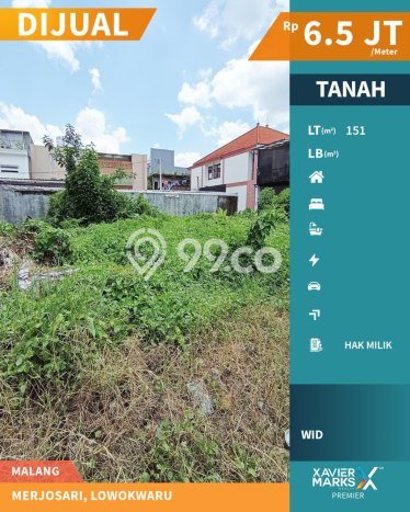 Tanah Dijual Lokasi Lowokwaru, Malang Luas 151m2 Legalitas Aman Tanah Dijual Lokasi Lowokwaru, Malang Luas 151m2 Legalitas Aman